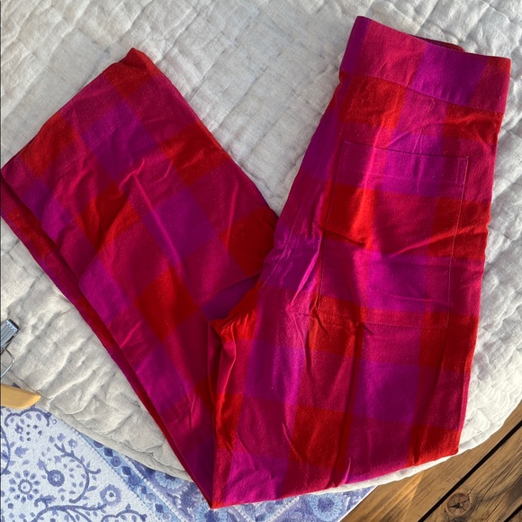 Ali Golden Silk Fly Front Pants w/ Pocket - Poppy/Plaid Pink - Picture 9 of 9